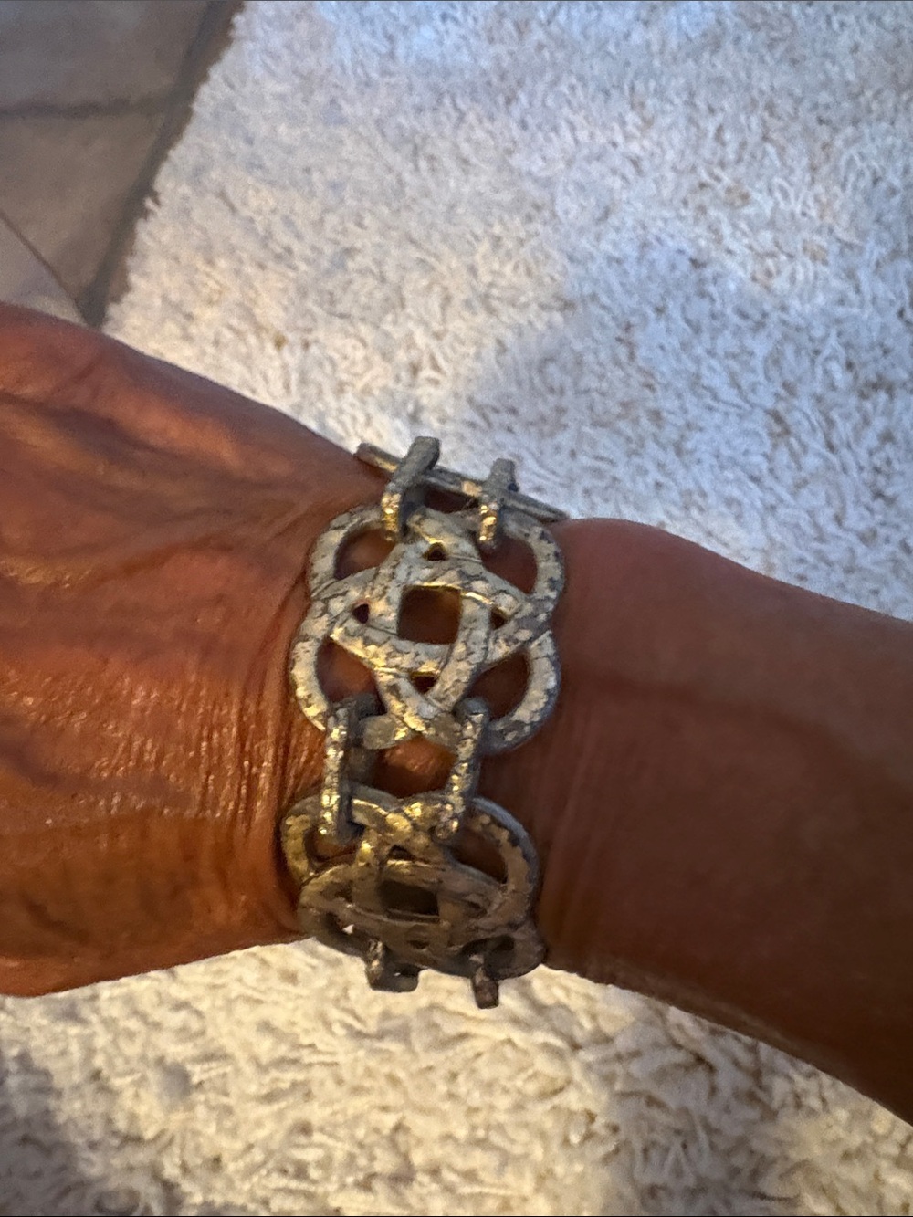 Silver-Tone Linked Celtic Knot Bracelet for Men